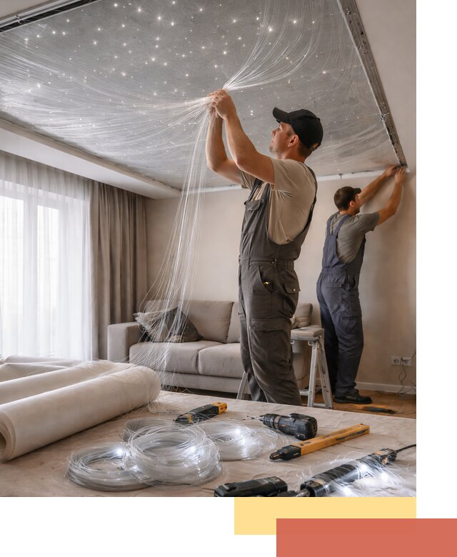 Монтаж натяжного потолка «Звездное небо» в находке