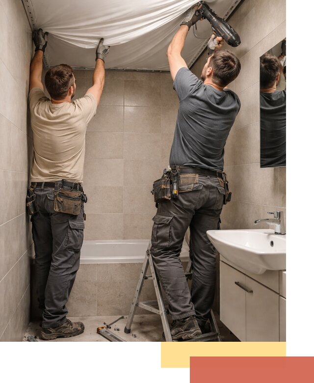 Монтаж натяжного потолка в ванной в находке быстро и качественно