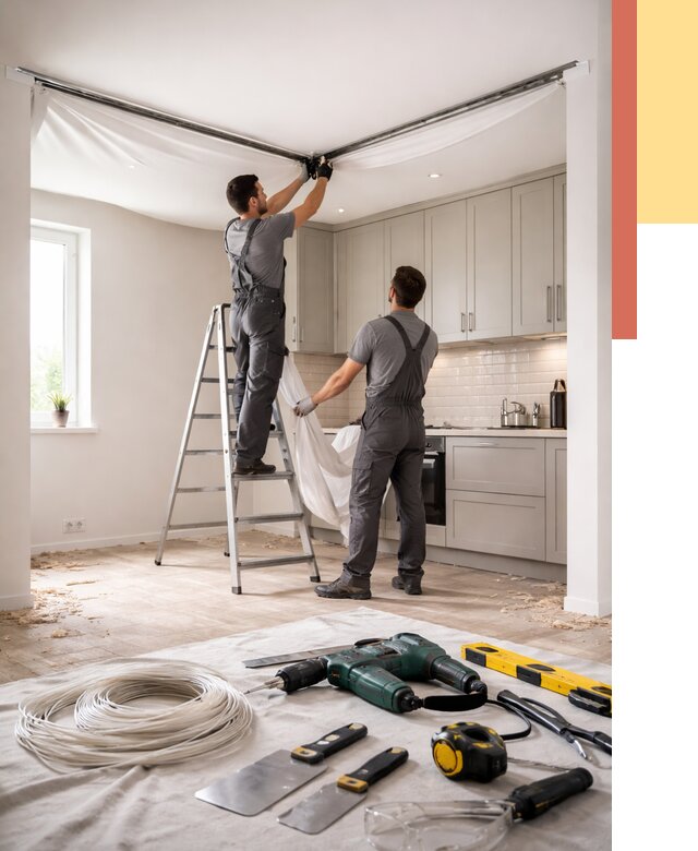 Установка натяжного потолка на кухне в находке от 2476 руб. | ОТДЕЛОЧНИК-Нхд