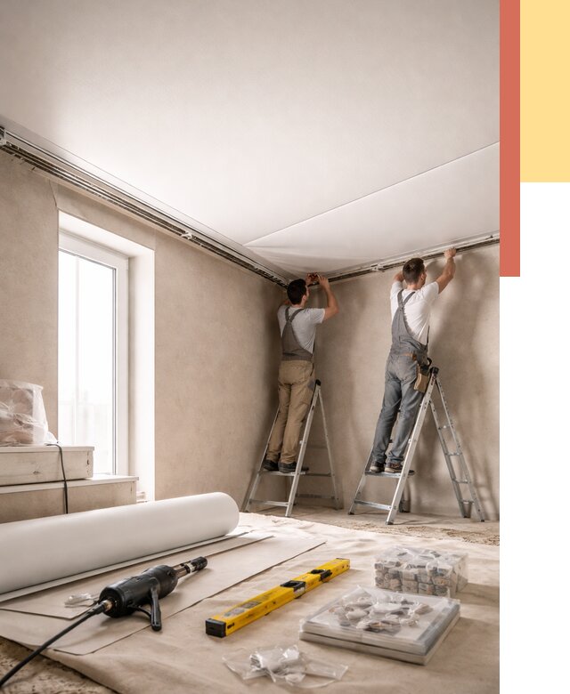 Монтаж натяжного потолка в спальне в находке от 3920 руб. под ключ | ОТДЕЛОЧНИК-Нхд