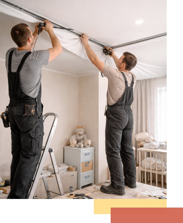 Монтаж натяжного потолка в детской комнате в находке