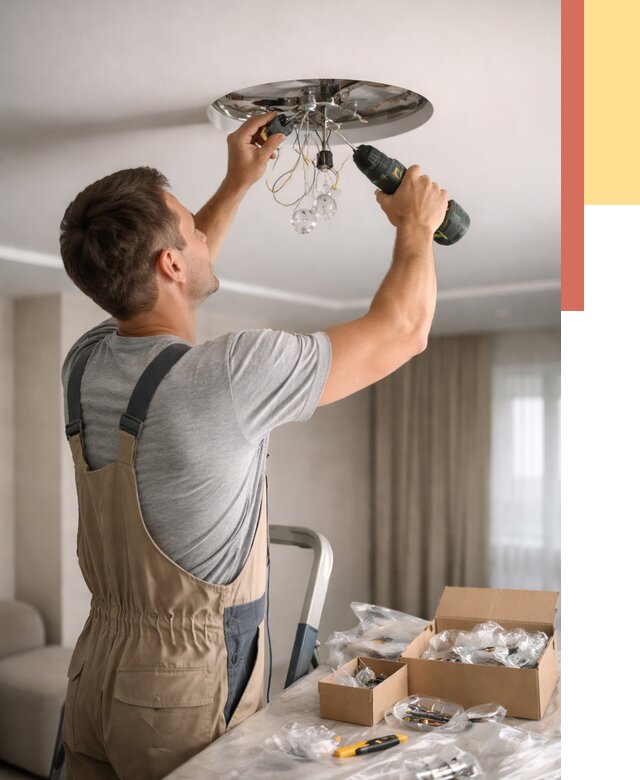 Установка люстры в натяжной потолок в находке от 1238 руб. | Быстро и недорого — ОТДЕЛОЧНИК-Нхд