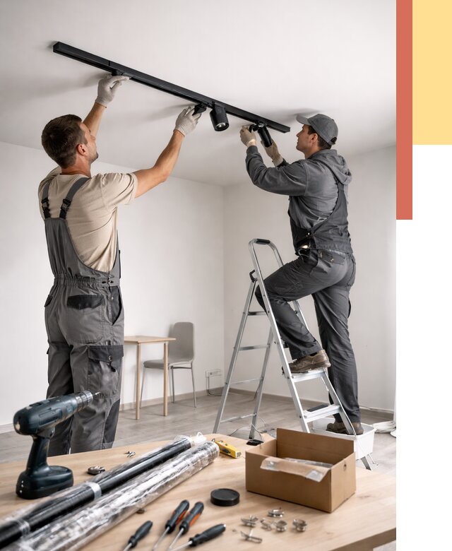 Установка трековых светильников в натяжной потолок в находке от 4332 руб. | ОТДЕЛОЧНИК-Нхд