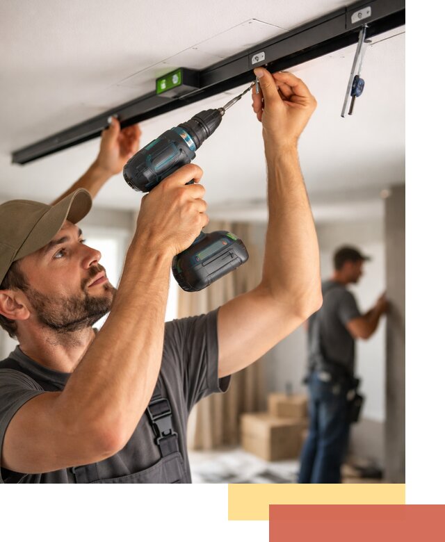 Установка трековых светильников в натяжной потолок в находке