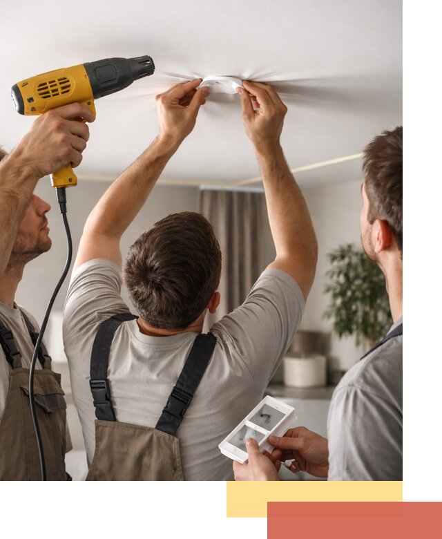 Ремонт прокола полотна натяжного потолка в находке