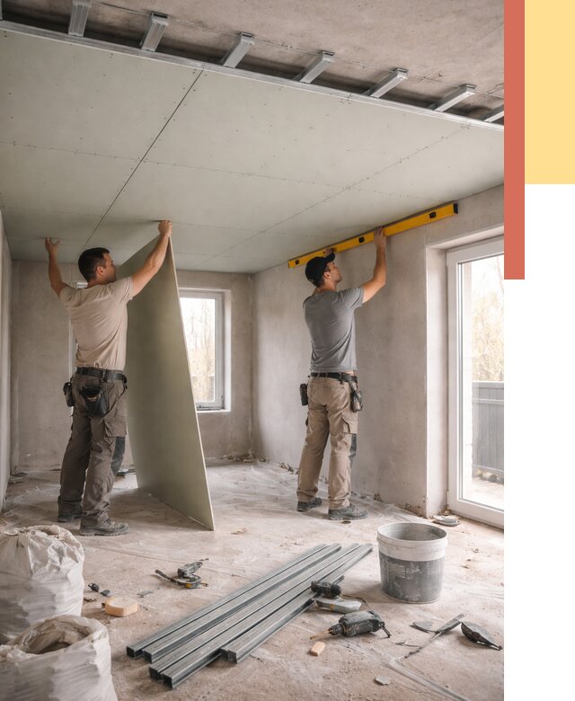 Одноуровневый потолок из гипсокартона в находке от 774 руб. — монтаж под ключ | ОТДЕЛОЧНИК-Нхд