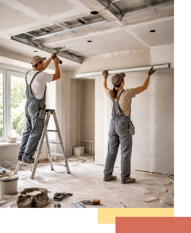 Монтаж многоуровневого потолка из гипсокартона в находке