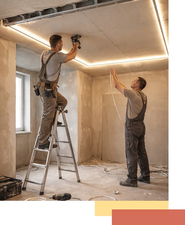 Потолок из гипсокартона с подсветкой в находке