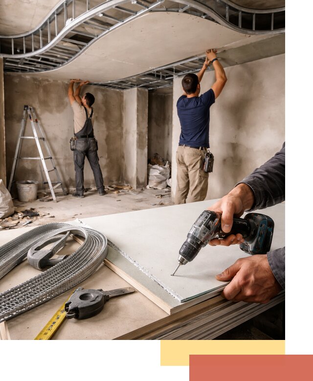 Криволинейный потолок из гипсокартона в находке — монтаж и отделка