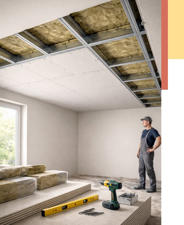 Звукоизоляция потолка ГКЛ в находке от 980 руб. — монтаж под ключ | ОТДЕЛОЧНИК-Нхд