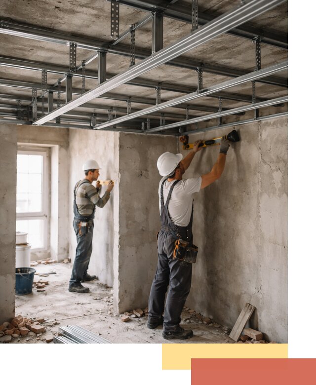 Монтаж каркаса потолка из профильного профиля в находке