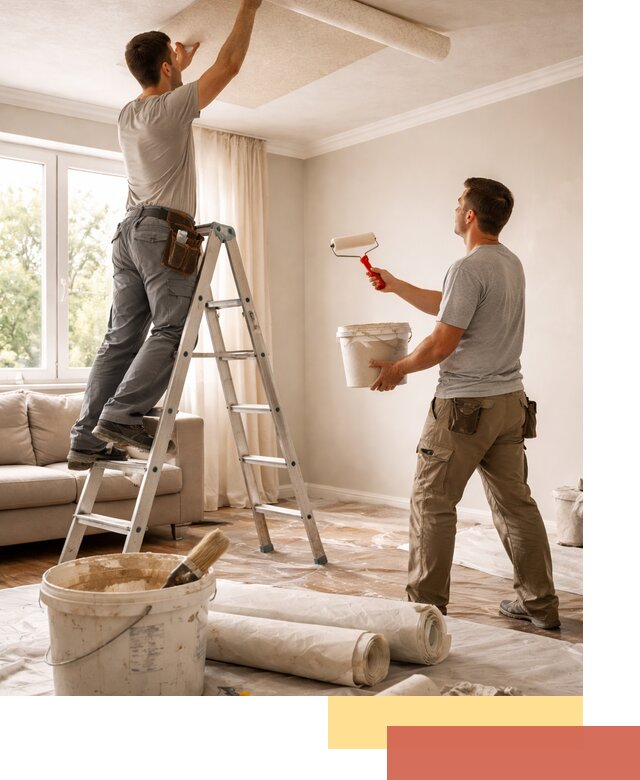 Поклейка обоев на потолок в находке — качественно и быстро